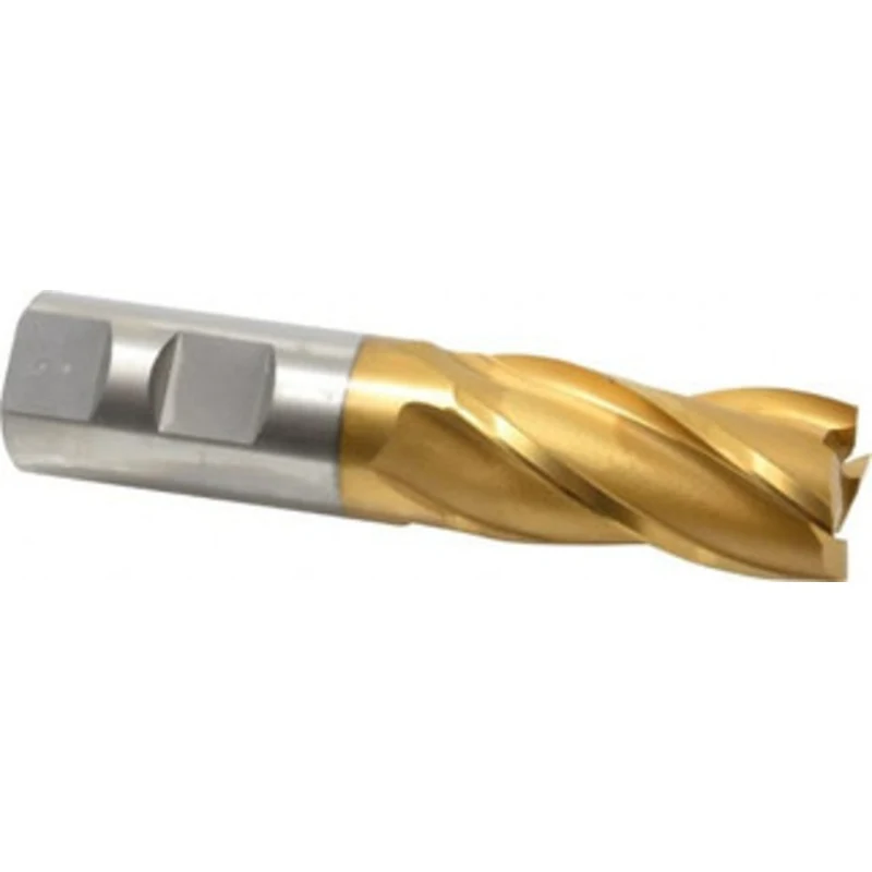 OSG 1, 2 LOC, 1 Shank Diam, 4-1/2 OAL, 4 Flute, Cobalt Square End Mill Single End, TiN Finish, Spiral Flute, 30 Helix...